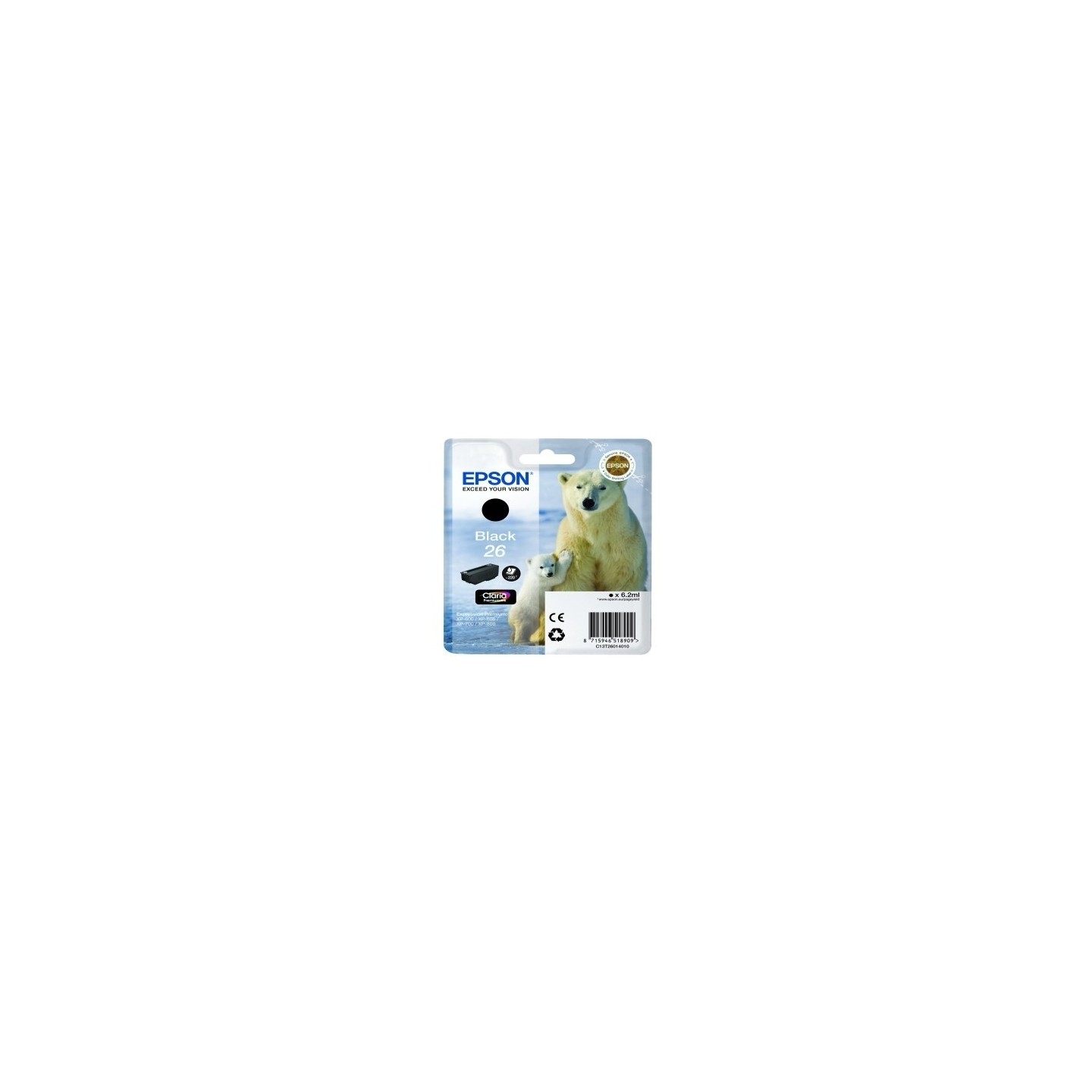 Cartouche noir EPSON pour Expression Home XP-600... (N°26) (ours), Toner Express : achat en ligne de Cartouche noir EPSON pour E