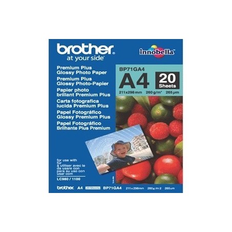 Papier Photo Brother Innobella  A4 260 g/m² Brillant (20 Feuilles), Toner Express : achat en ligne de Papier Photo Brother Innob