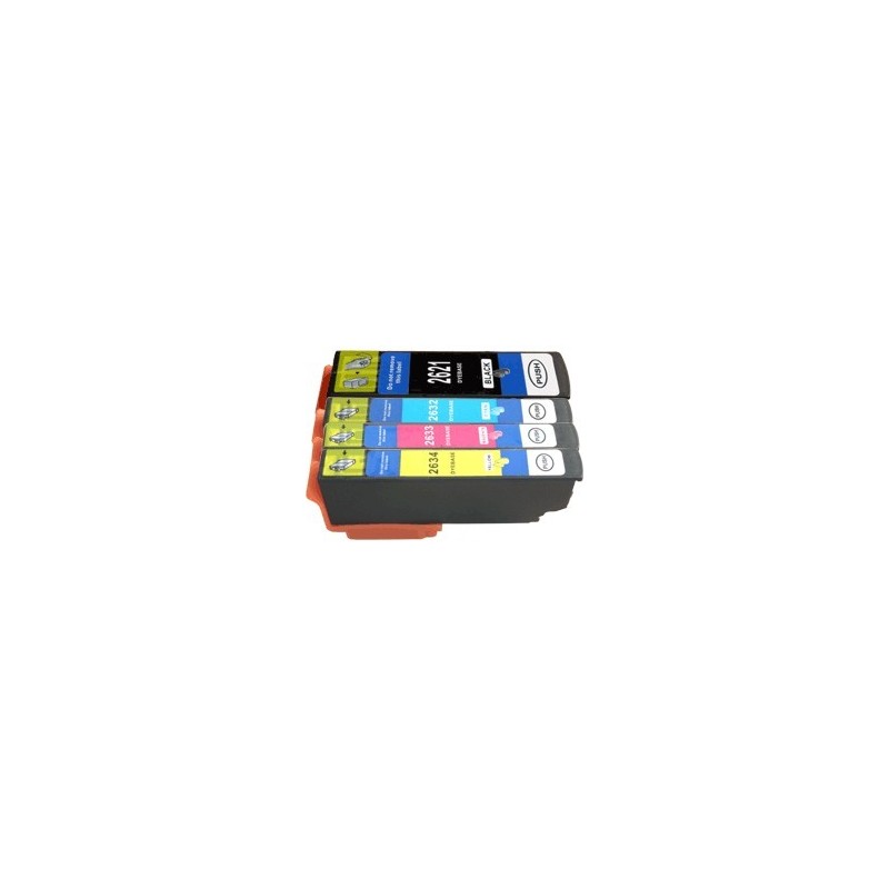 Pack de 4 cartouches haute capacité génériques pour Epson Expression Home XP-600... (N°26XL) (ours)
