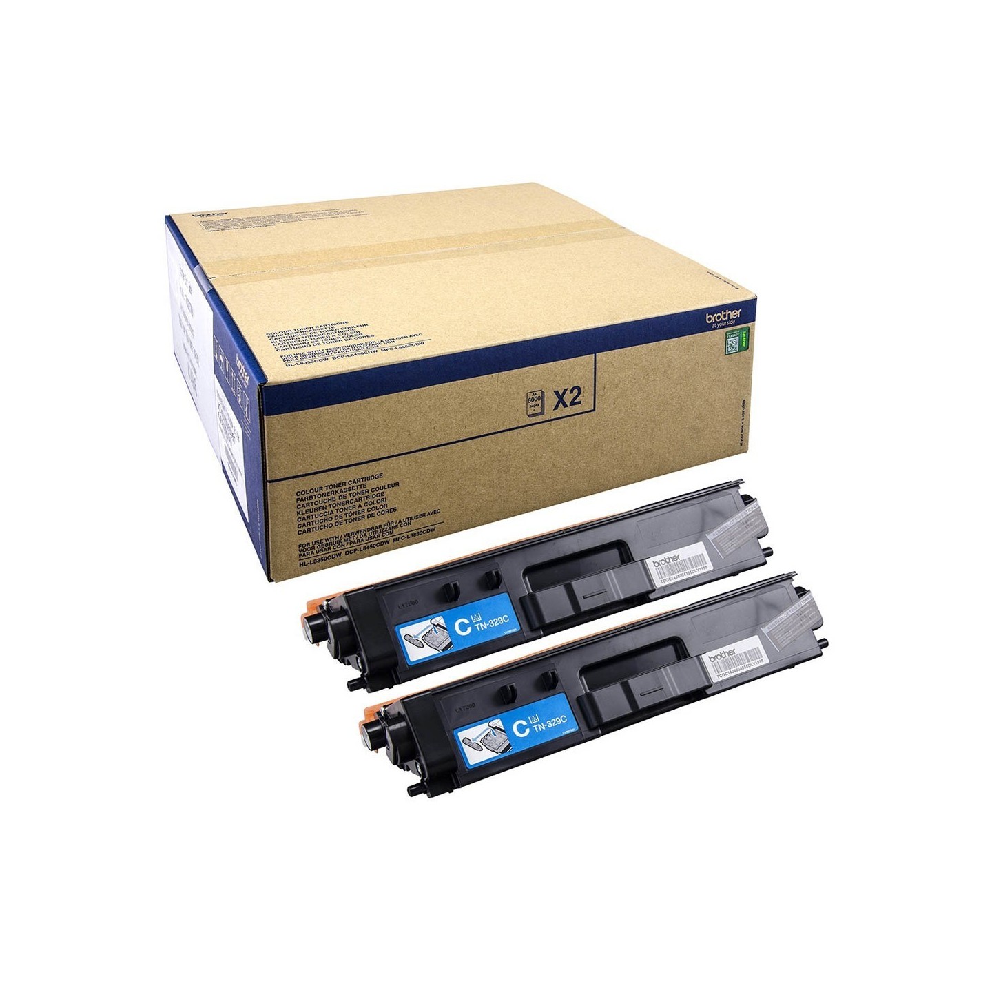 Pack de 2 Toners Cyan Brother pour HL-L8250CDW/ L8350CDW