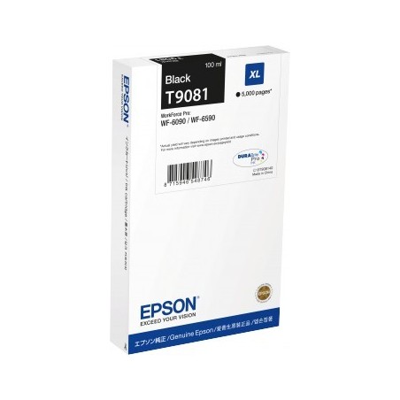 Cartouche Noire XL Epson Haute Capacité pour WorkForce pro WF 6590 / WF 6090 (T9081)