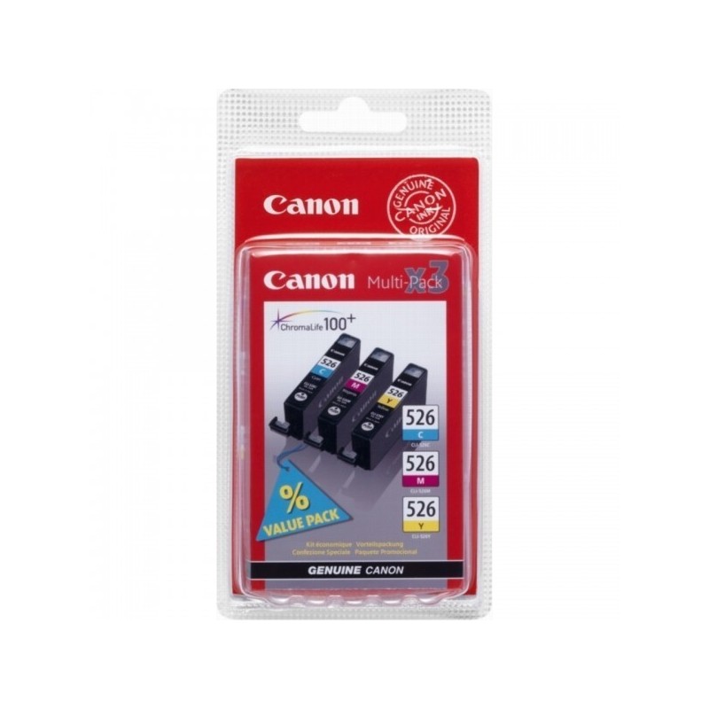 Pack tricolor Canon CLI-526C/M/Y pour IP4850 / MG5150....., Toner Express : achat en ligne de Pack tricolor Canon CLI-526C/M/Y p