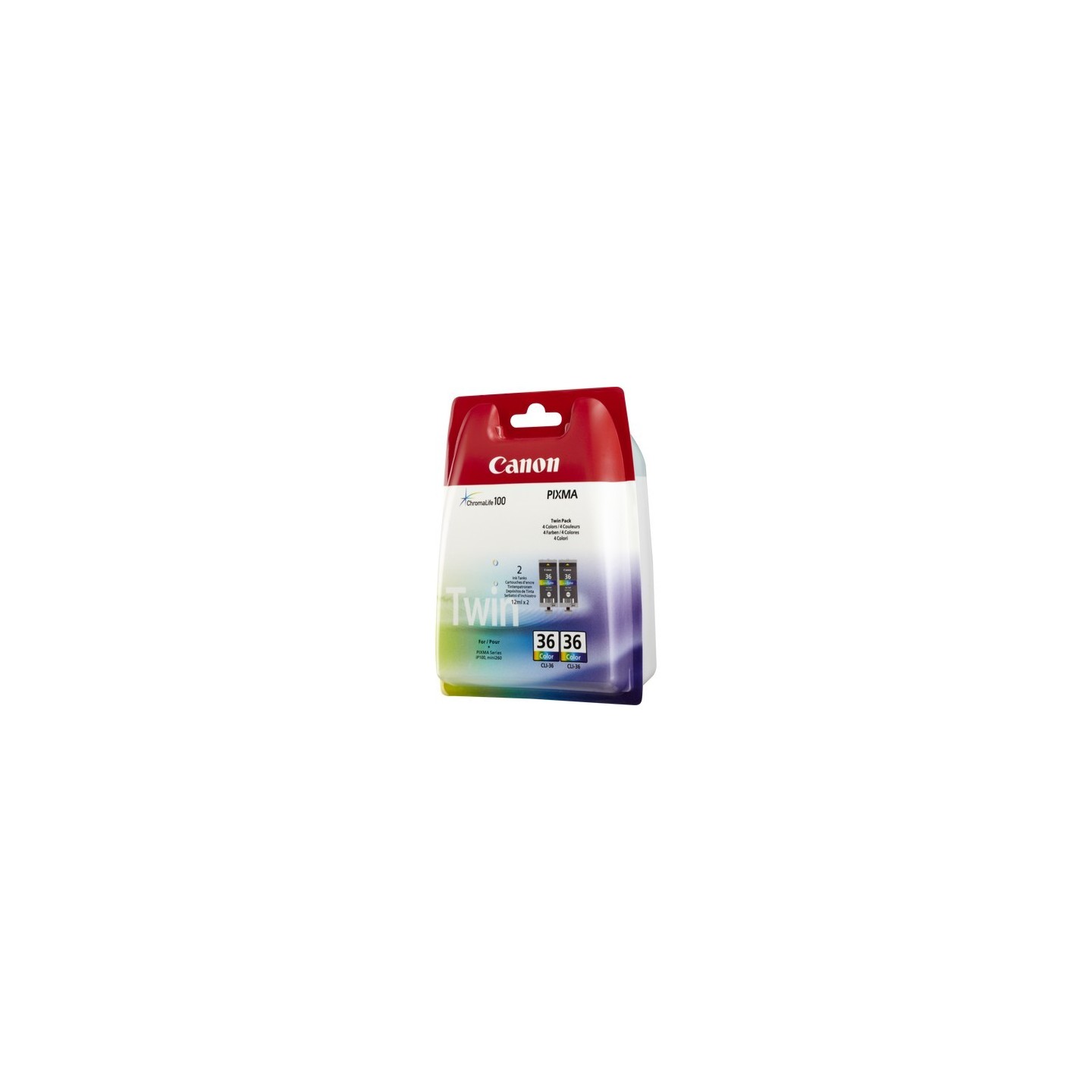 Pack de 2 Cartouches d'encre couleurs Canon CLI-36 (1511B025), Toner Express : achat en ligne de Pack de 2 