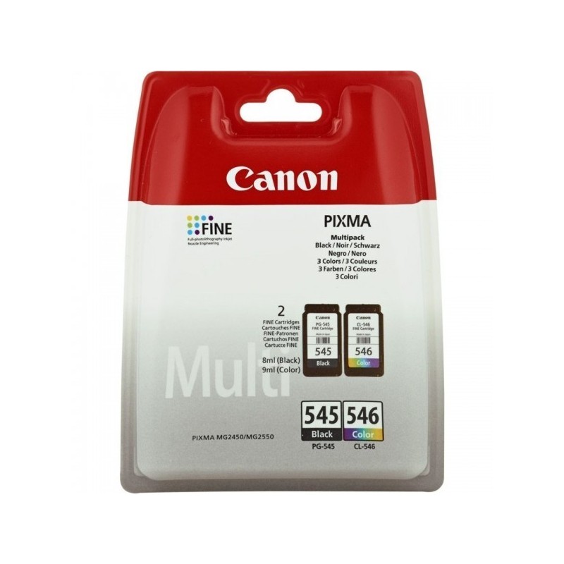 Pack Cartouche jet d'encre noir + couleur pour Canon MG2450 / IP2850... (PG-545/CL-546), Toner Express : achat en ligne de Pack 