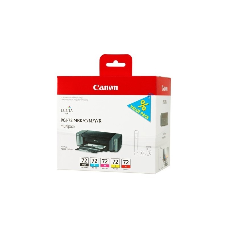 Multipack de 5 cartouches d'encre Canon PGI-72 MBK/C/M/Y/R