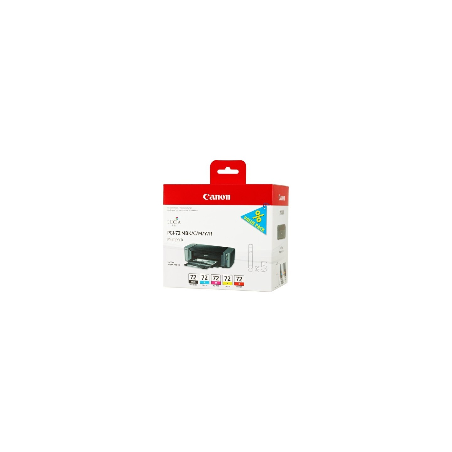 Multipack de 5 cartouches d'encre Canon PGI-72 MBK/C/M/Y/R