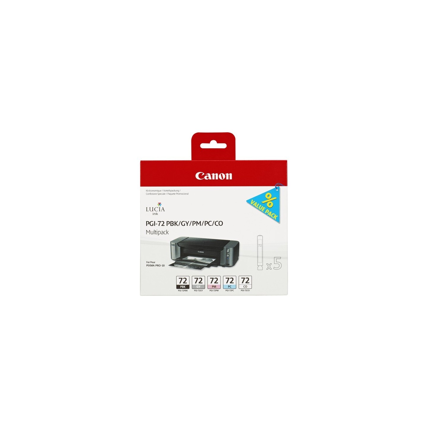 Multipack de 5 cartouches d'encre Canon PGI-72 PBK/GY/PM/PC/CO 