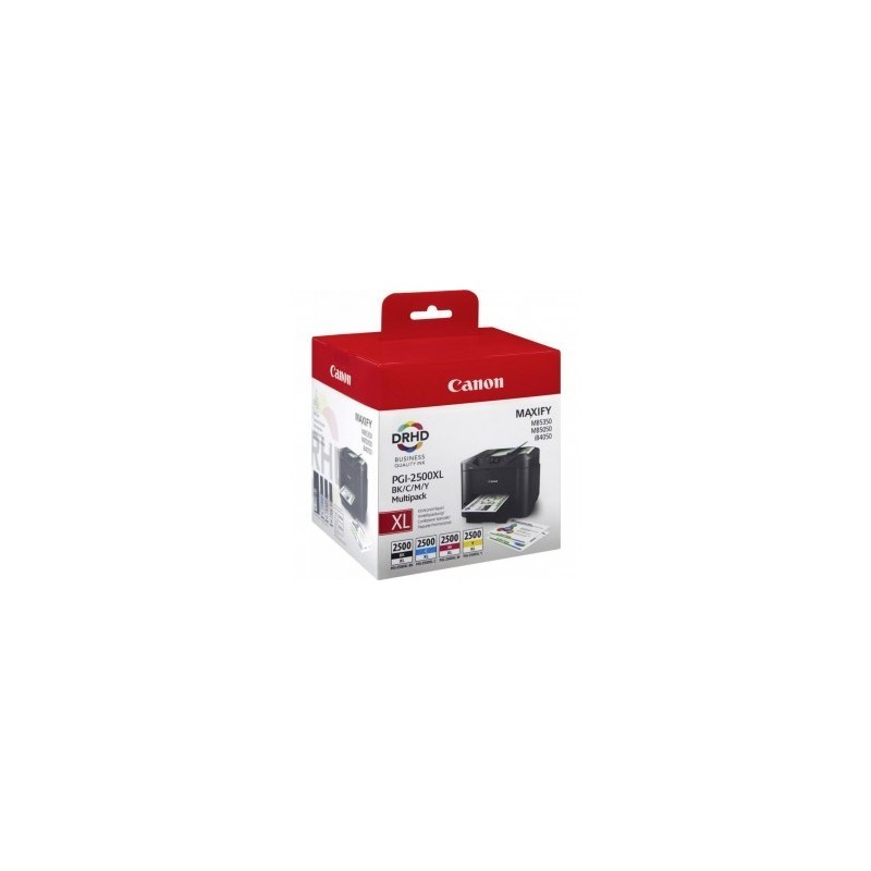 Pack 4 couleurs (Noir, Cyan, Magenta, Jaune) pour Canon IB4050 / MB5050....(PGI-2500XL)(9254B010)