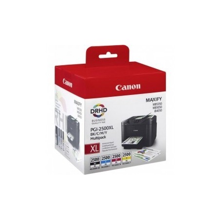 Pack 4 couleurs (Noir, Cyan, Magenta, Jaune) pour Canon IB4050 / MB5050....(PGI-2500XL)(9254B010)