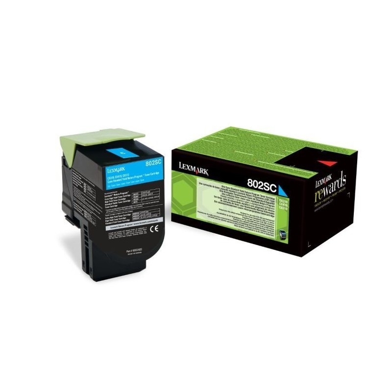 Toner cyan Lexmark pour CX310n / CX410e ... haute capacité (802SC)