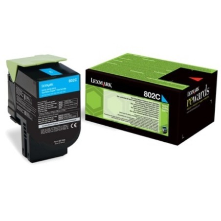 Toner cyan Lexmark pour CX310n / CX410e ... (802C), Toner Express : achat en ligne de Toner cyan Lexmark pour CX310n / CX410e ..