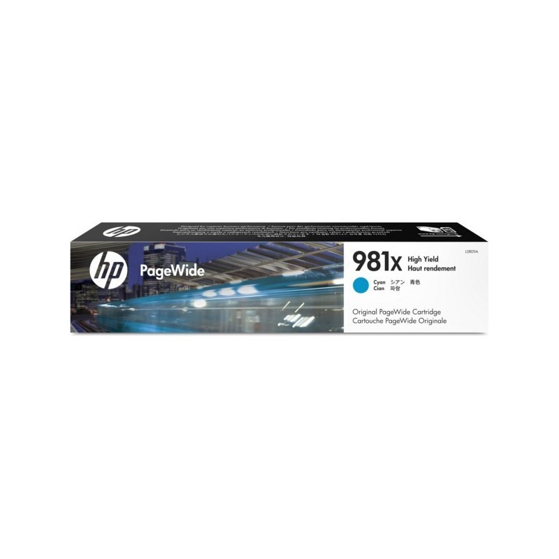 Cartouche jet d'encre Cyan Haute Capacité HP pour PageWide Enterprise 556 dn / xh ... (N°981X)