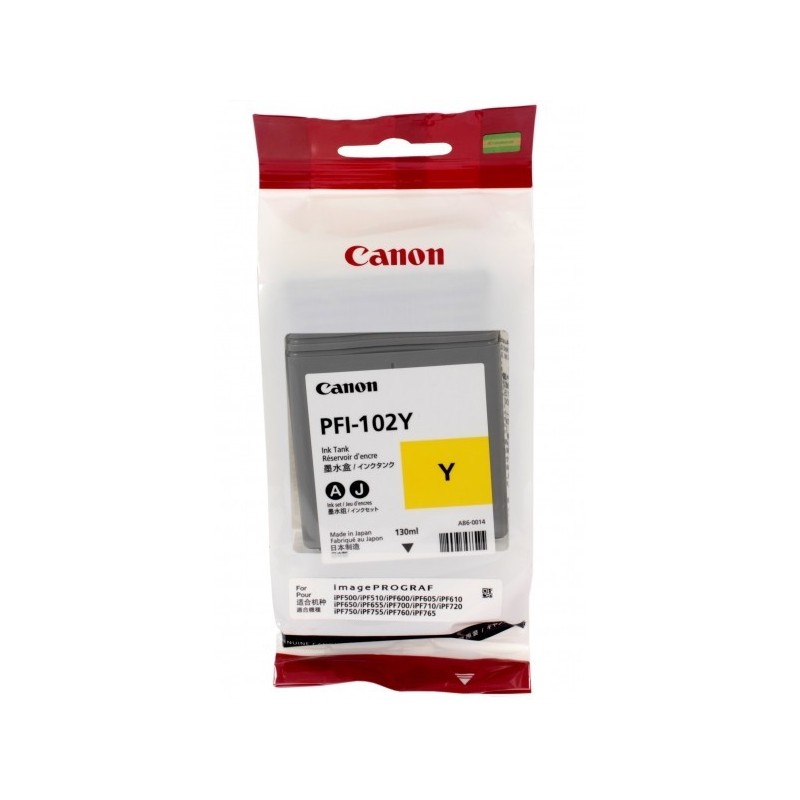 Encre Jaune Canon pour IPF500 / IPF600 / IPF700 (PFI-102Y), Toner Express : achat en ligne de Encre Jaune Canon pour IPF500 / IP