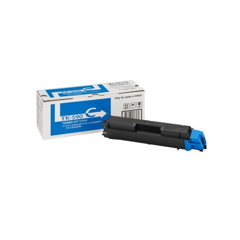 Toner cyan Kyocéra pour FS-C2016mfp / FS-C2026mfp / FS-C2126mfp ...(TK-590C), Toner Express : achat en ligne de Toner cyan Kyocé