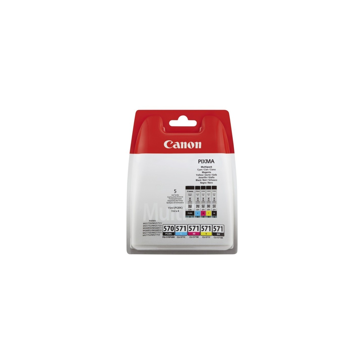 Multipack 5 Encre (CLI-571+PG570) pour Canon Pixma MG 5750 / MG 7750...