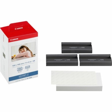 Cartouche d'encre Canon 3 couleurs + Papier Photo 10x15 (108 Feuilles) (3115B001/KP-108IN), Toner Express : achat en ligne de Ca