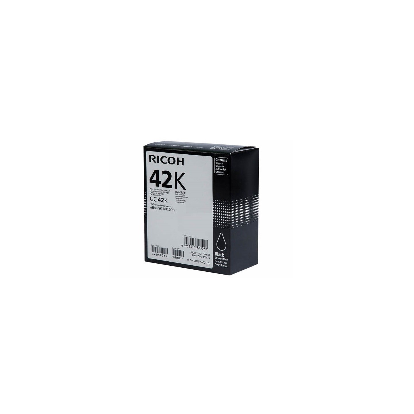 Cartouche encre noir Ricoh pour SG K3100DN (GC42)