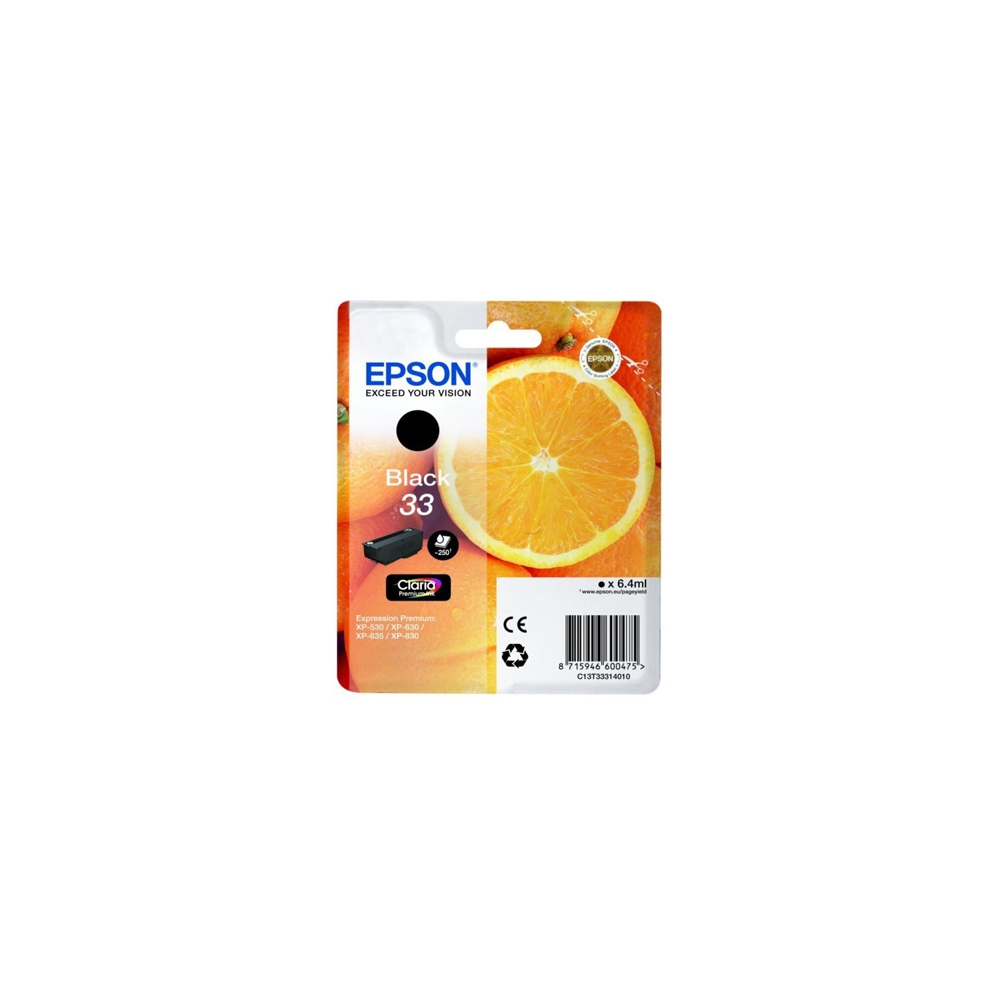 Cartouche Noire Epson pour Expression Premium XP-630 / XP-830  ... (n°33 - orange) (C13T33314012)