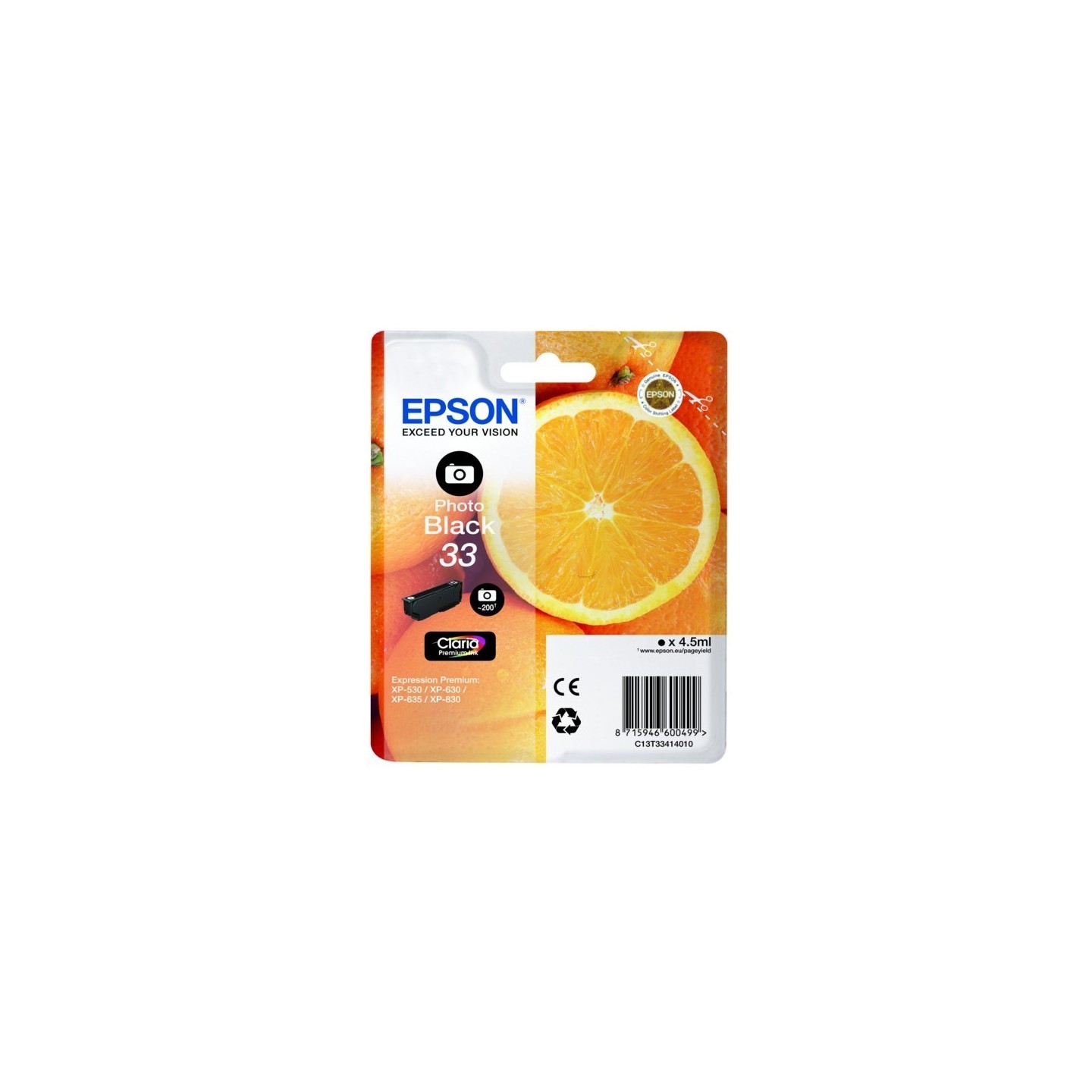 Cartouche Noire Epson pour Expression Premium XP-630 / XP-830  ... (n°33 - orange), Toner Express : achat en ligne de Cartouche 