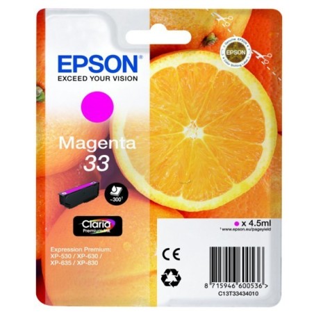 Cartouche Magenta Epson pour Expression Premium XP-630 / XP-830  ... (n°33 - orange), Toner Express : achat en ligne de Cartouch