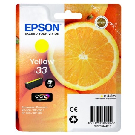 Cartouche Jaune Epson pour Expression Premium XP-630 / XP-830  ... (n°33 - orange), Toner Express : achat en ligne de Cartouche 