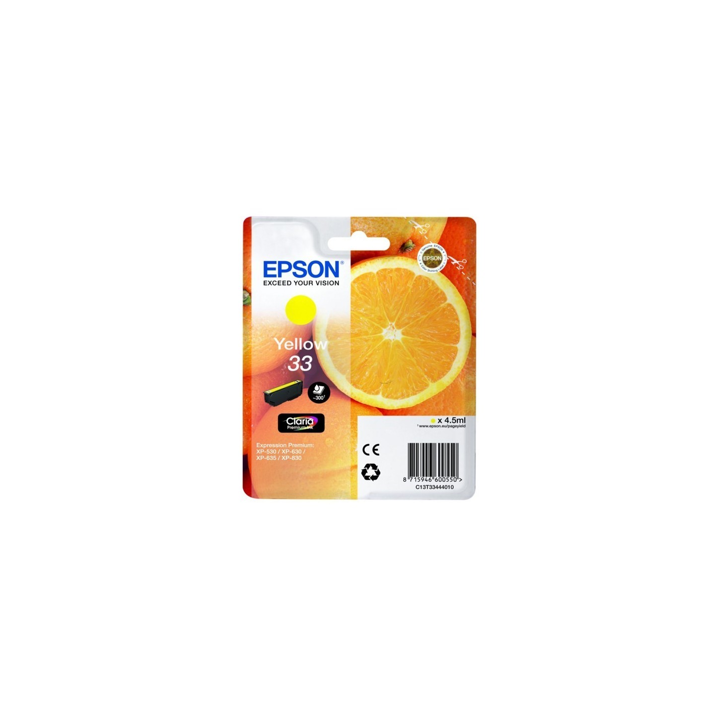 Cartouche Jaune Epson pour Expression Premium XP-630 / XP-830  ... (n°33 - orange), Toner Express : achat en ligne de Cartouche 