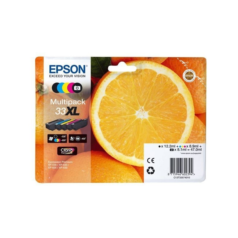 Multipack 5 couleurs Epson Haute Capacité pour Expression Premium XP-630 / XP-830  ... (n°33XL - orange), Toner Express : achat 