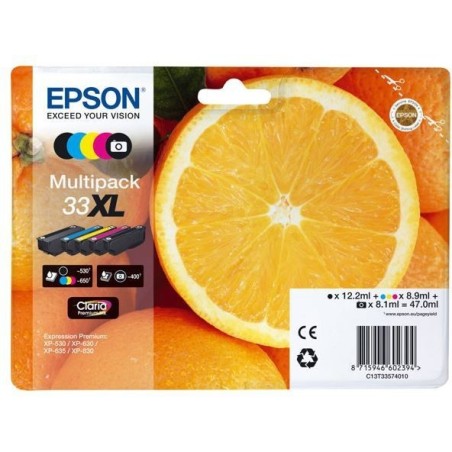 Multipack 5 couleurs Epson Haute Capacité pour Expression Premium XP-630 / XP-830  ... (n°33XL - orange), Toner Express : achat 