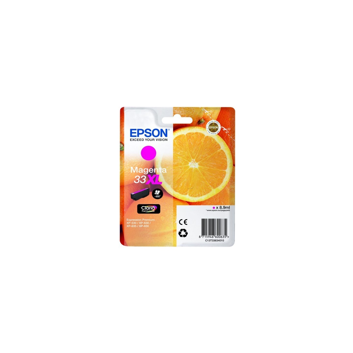Cartouche Magenta Epson Haute Capacité pour Expression Premium XP-630 / XP-830  ... (n°33XL - orange), Toner Express : achat en 