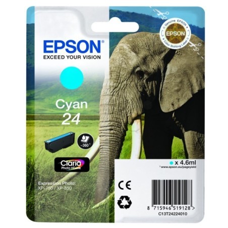 Cartouche cyan éléphant Epson série 24 pour expresssion photo XP750 / XP850, Toner Express : achat en ligne de Cartouche cyan él