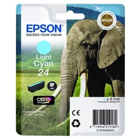 Cartouche cyan clair éléphant Epson série 24 pour expresssion photo XP750 / XP850, Toner Express : achat en ligne de Cartouche c