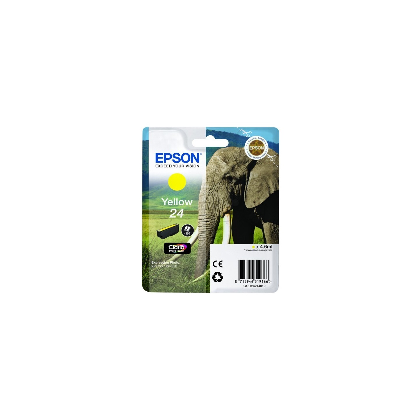 Cartouche jaune éléphant Epson série 24 pour expresssion photo XP750 / XP850, Toner Express : achat en ligne de Cartouche jaune 