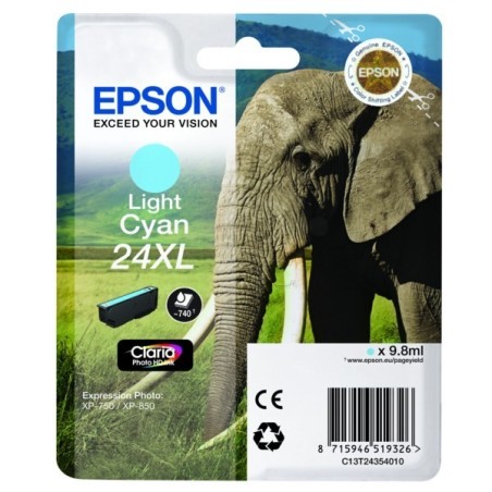 Cartouche cyan clair XL éléphant Epson série 24XL  pour expresssion photo XP750 / XP850, Toner Express : achat en ligne 