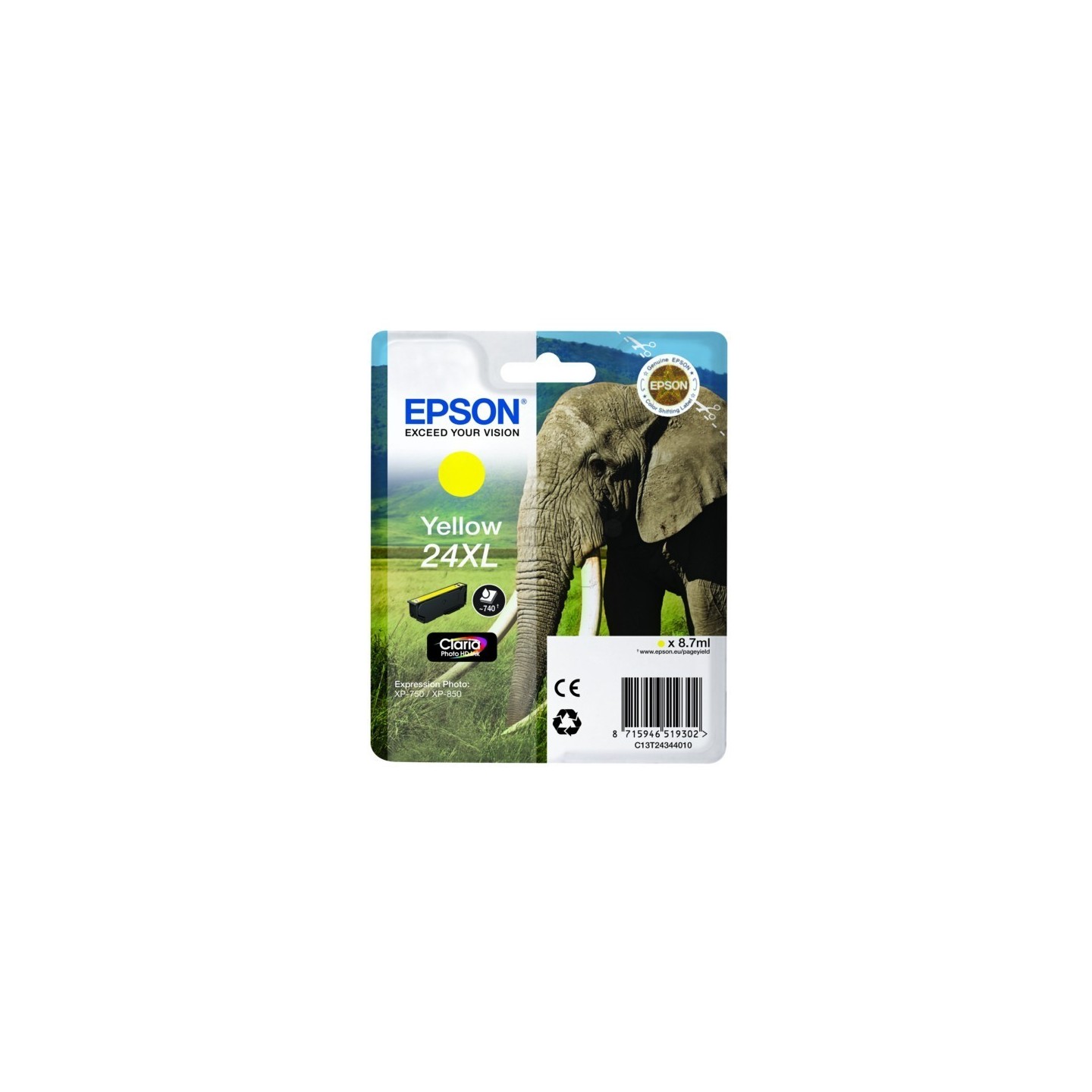 Cartouche jaune XL éléphant Epson série 24XL pour expresssion photo XP750 / XP850, Toner Express : achat en ligne