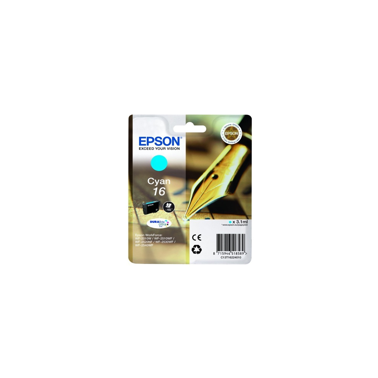 Cartouche cyan Epson pour WorkForce WF-2010w / WF-2520nf ... (n°16 - plume), Toner Express : achat en ligne de Cartouche cyan Ep