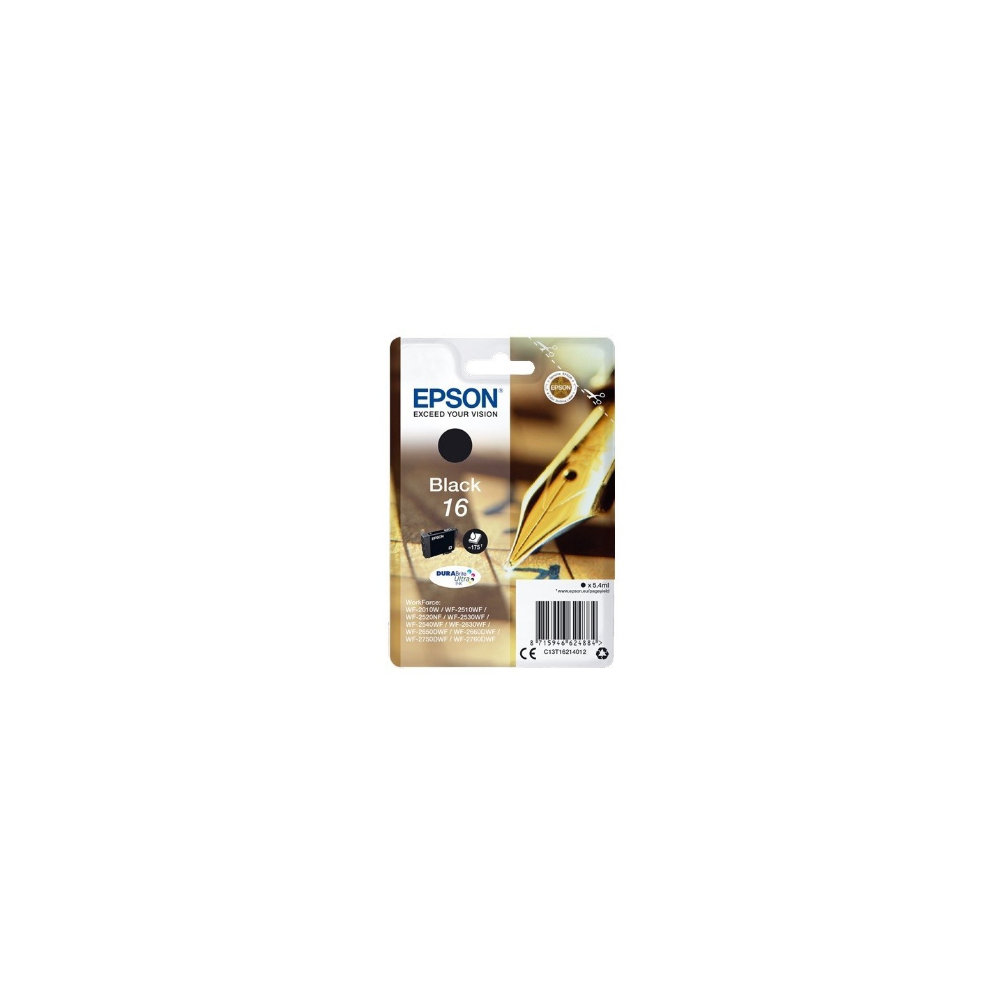 Cartouche noire Epson pour WorkForce WF-2010w / WF-2520nf ... (n°16 - plume), Toner Express : achat en ligne de Cartouche noire 