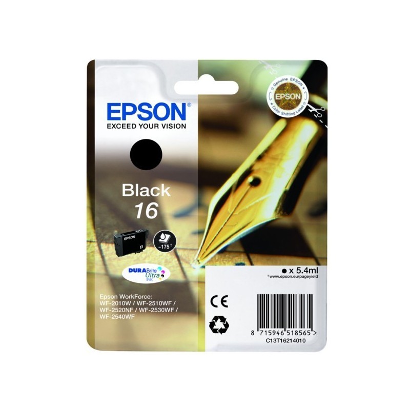Cartouche noire Epson pour WorkForce WF-2010w / WF-2520nf ... (n°16 - plume), Toner Express : achat en ligne de Cartouche noire 