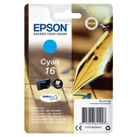 Cartouche cyan Epson pour WorkForce WF-2010w / WF-2520nf ... (n°16 - plume), Toner Express : achat en ligne de Cartouche cyan Ep