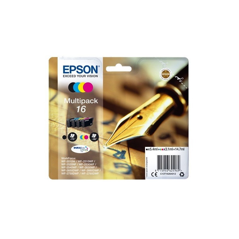 Multipack Epson pour WorkForce WF-2010w / WF-2520nf ... (n°16 - plume), Toner Express : achat en ligne de Multipack Epson pour W