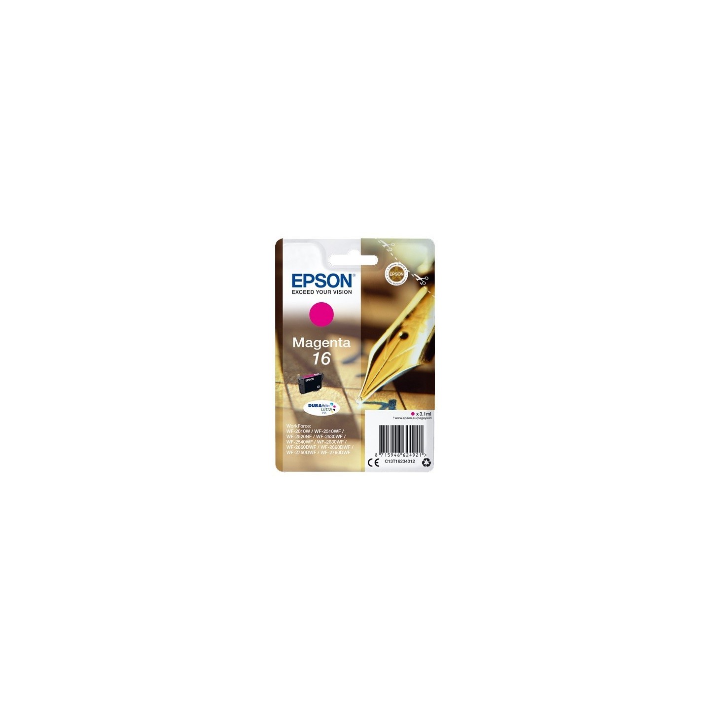 Cartouche magenta Epson pour WorkForce WF-2010w / WF-2520nf ... (n°16 - plume), Toner Express : achat en ligne de Cartouche mage