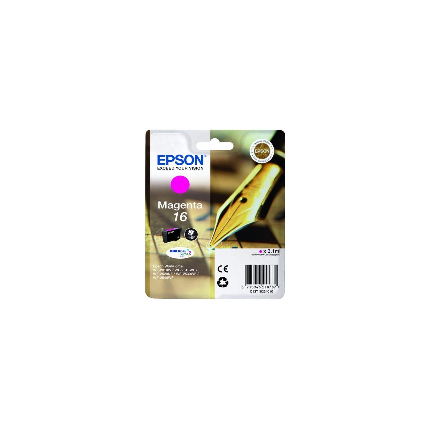 Cartouche magenta Epson pour WorkForce WF-2010w / WF-2520nf ... (n°16 - plume), Toner Express : achat en ligne de Cartouche mage