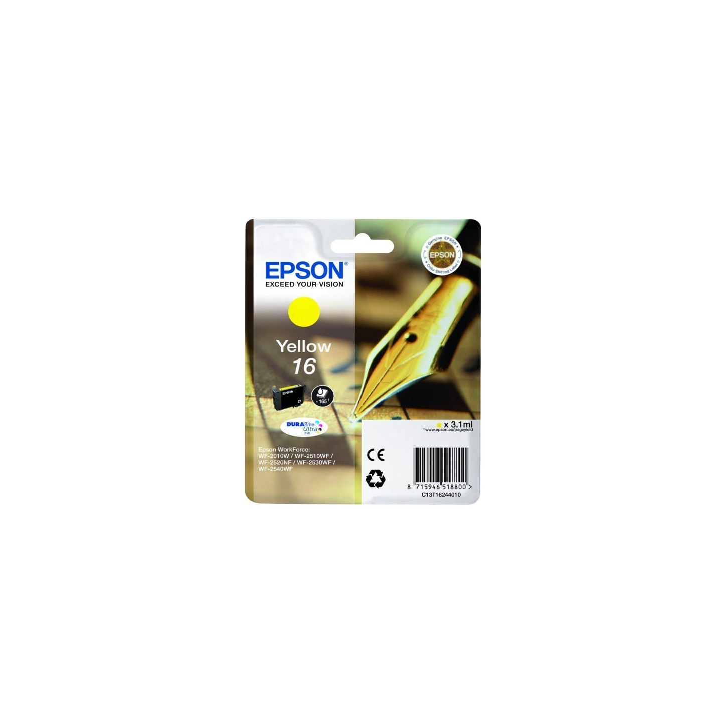 Cartouche jaune Epson pour WorkForce WF-2010w / WF-2520nf ... (n°16 - plume), Toner Express : achat en ligne de Cartouche jaune 