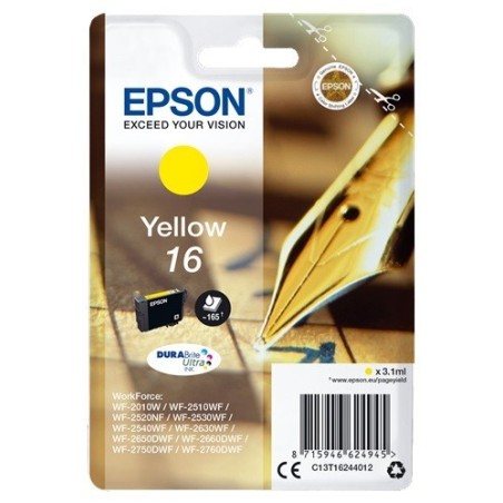 Cartouche jaune Epson pour WorkForce WF-2010w / WF-2520nf ... (n°16 - plume), Toner Express : achat en ligne de Cartouche jaune 