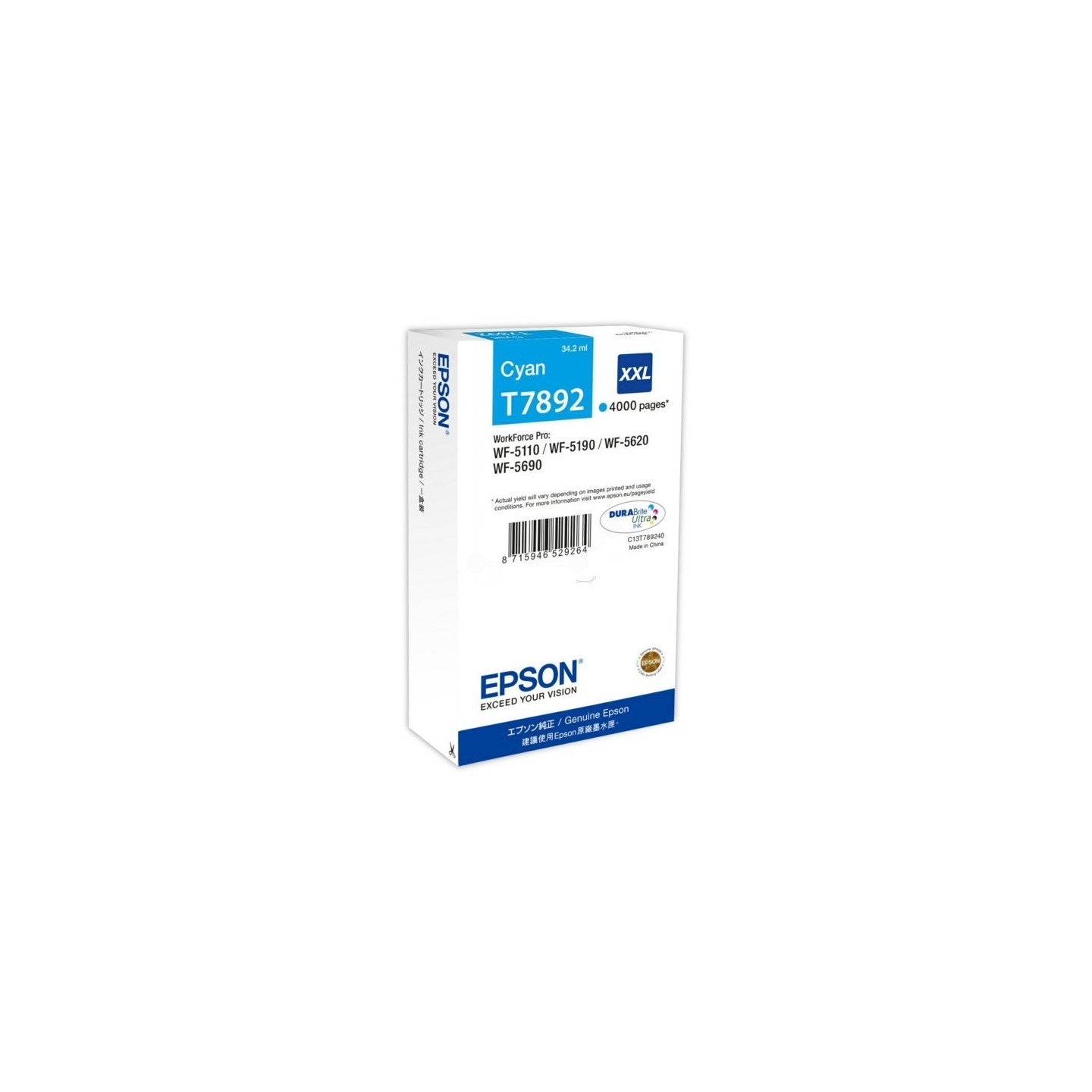 Cartouche jet d'encre Epson - Cyan XXL  (T 7892 ), Toner Express : achat en ligne de Cartouche jet d'encre Epson - Cyan XXL  (T 