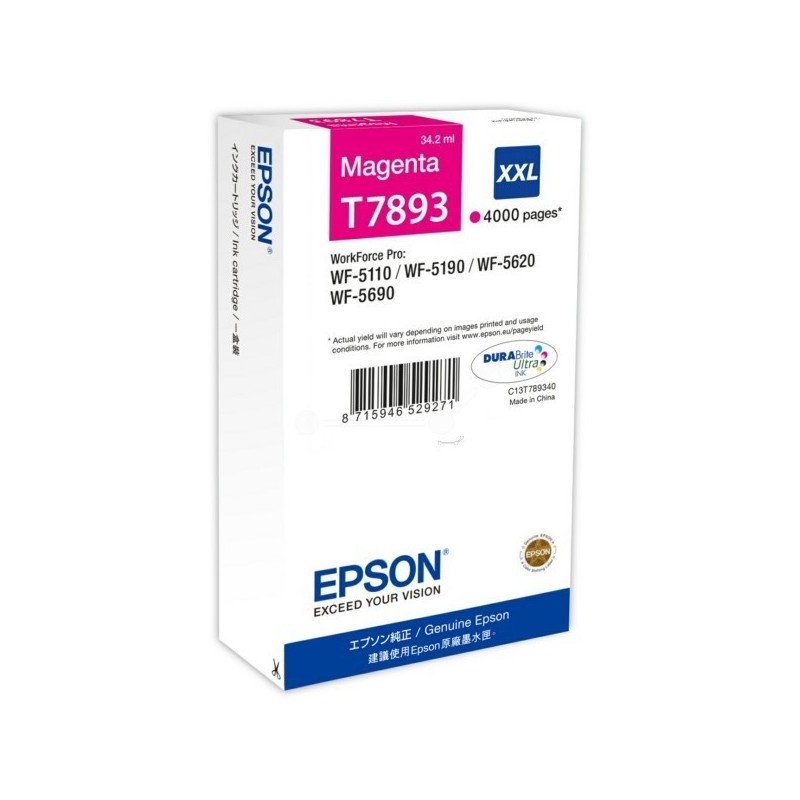 Cartouche jet d'encre Epson - Magenta XXL (T7893), Toner Express : achat en ligne de Cartouche jet d'encre Epson - Magenta XXL (