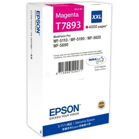 Cartouche jet d'encre Epson - Magenta XXL (T7893), Toner Express : achat en ligne de Cartouche jet d'encre Epson - Magenta XXL (