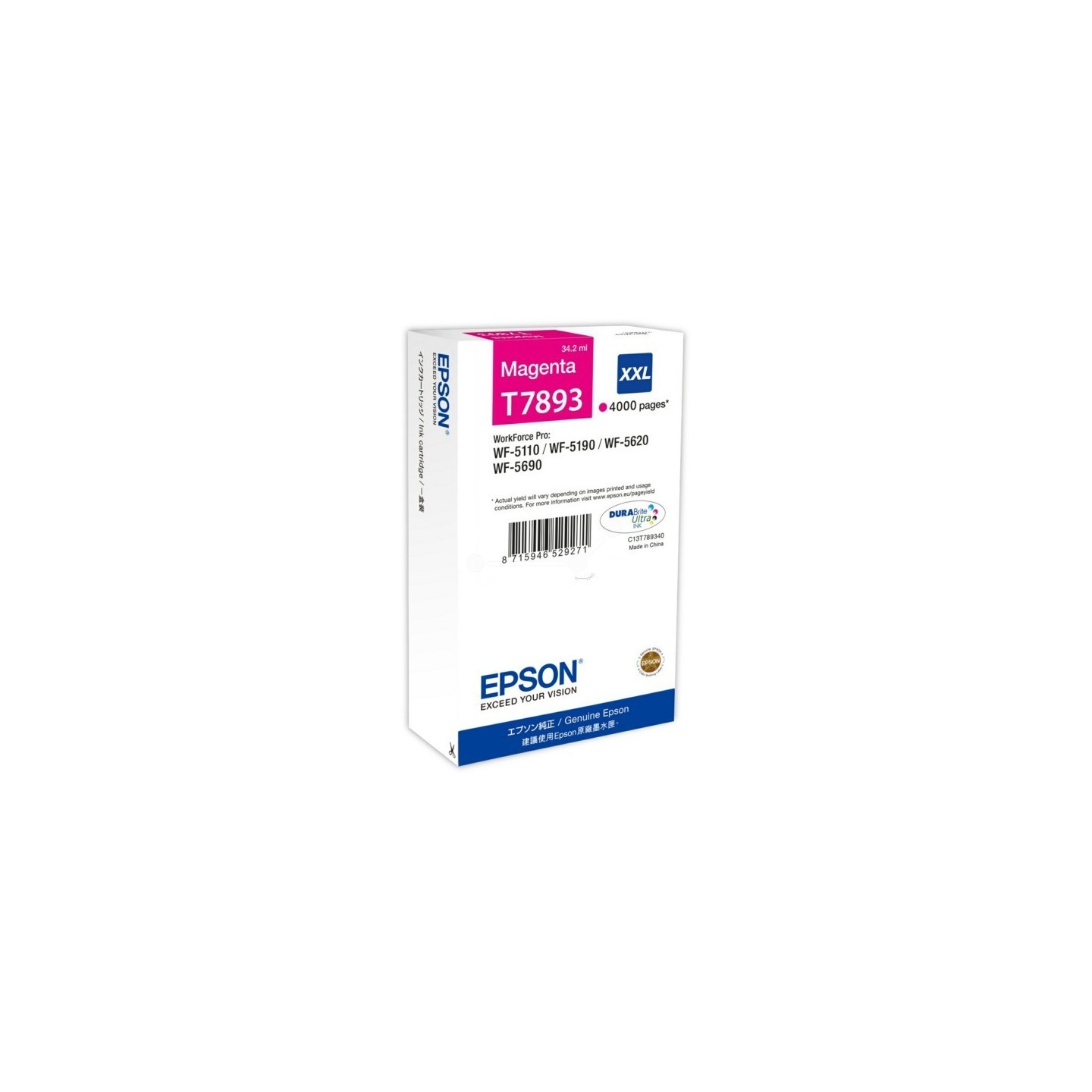 Cartouche jet d'encre Epson - Magenta XXL (T7893), Toner Express : achat en ligne de Cartouche jet d'encre Epson - Magenta XXL (