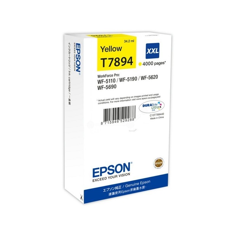 Cartouche jet d'encre Epson - Jaune XXL (T7894), Toner Express : achat en ligne de Cartouche jet d'encre Epson - Jaune XXL (T789