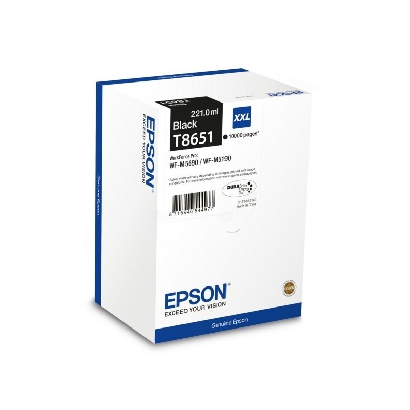 Cartouche jet d'encre Epson Noire pour WorkForce Pro M5190dw / M5690dwf  (T8651), Toner Express : achat en ligne de Cartouche je