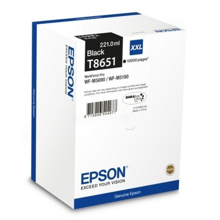 Cartouche jet d'encre Epson Noire pour WorkForce Pro M5190dw / M5690dwf  (T8651), Toner Express : achat en ligne de Cartouche je
